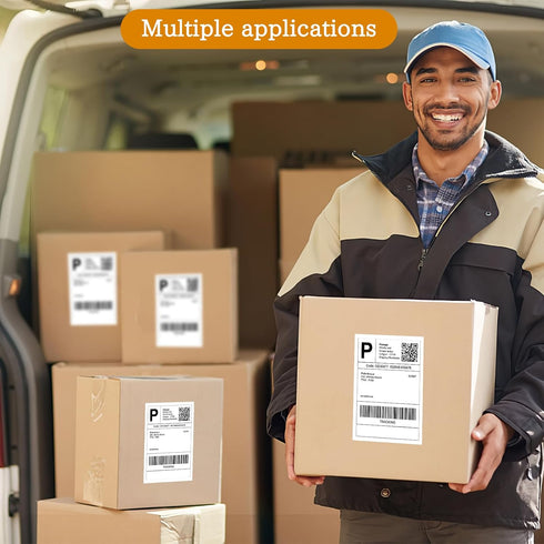 SJPACK 4" 6" 200 Commercial x Thermal Labels, Fanfold Labels, Direct Thermal Shipping Label Compatible with Nelko