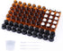 50 Pack 1ml Amber Mini Glass Essential Oils Sample Bottles with Black Caps for Oils, Perfumes & Lab Chemicals