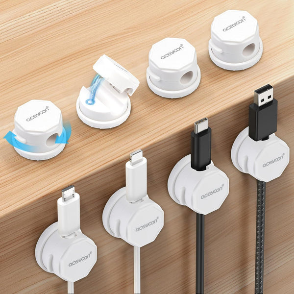 aceyoon 8 Pack Magnetic Cable Clips Cord Holder, Desk Cable Management [1s