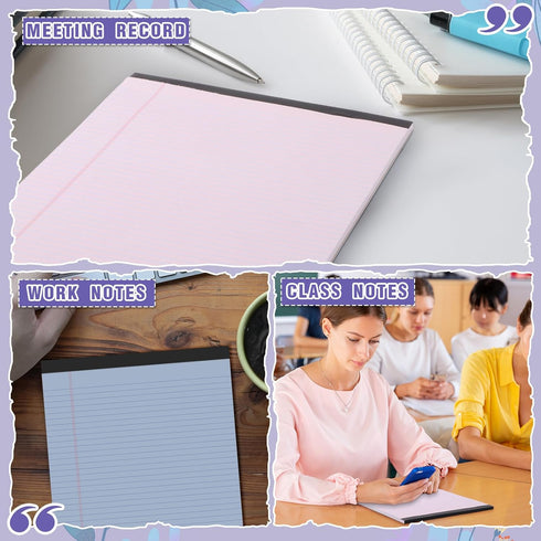Fuutreo 8 Pcs 8.5'' x 11'' Colored Legal Pad Writing Pads, Narrow Ruled 50 Sheets, Office Supplies, Taro Color