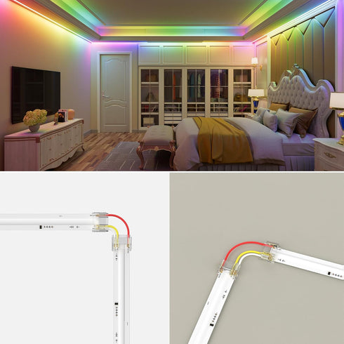 PAUTIX 12mm Connectors 10pcs L-Shaped/Corner Connectors for 3-Pin RGB Smart IC COB LED Strip Lights