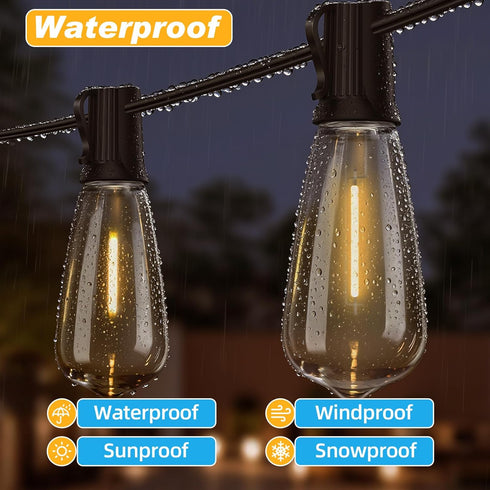 Adirxon 25 13 Bulbs FT Outdoor String Lights with Shatterproof Waterproof LED Edison Connectable Hanging Patio Lights