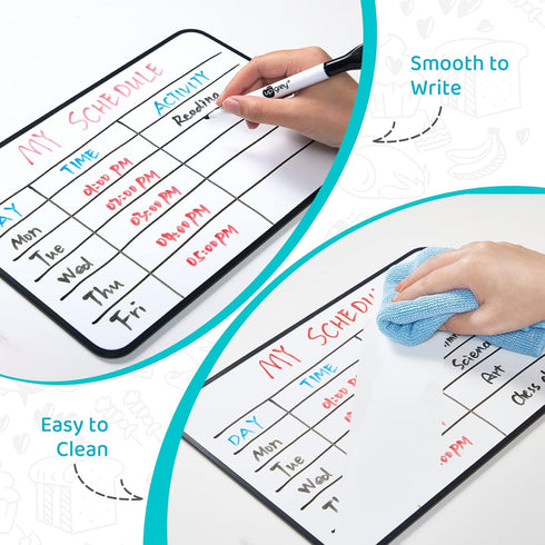 Magnetic Dry Erase Board for Fridge, Double-Sided 8"x12" Calendar To Do List Planner with 4 Markers