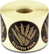 Gluten Free Stickers, 2 inch Round Golden Brown - 300 Labels, Self-Adhesive Allergen Warning for Wedding Meals