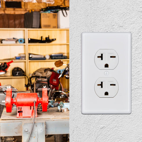 Duplex Electrical Receptacle Outlets, 20Amp 250V Wall Outlet, 2 Pole 3 Wire, 20A 250V Outlet, White, 1-Pack