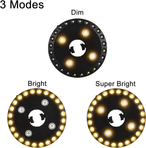 Warm White Patio Umbrella Light, 3 Brightness Modes, Cordless 28 LED Lights at 200 lumens, Battery Operated