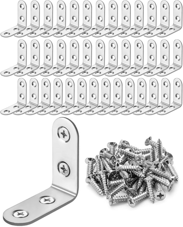 Bates- L Brackets for Wood, 40 Pack with 160 pcs Screws, 1.5"x1.5",