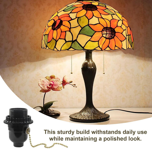 Aoserge 1 Pack E26 Threaded Lamp Socket Replacement with Pull Chain - Robust Aluminum Base Light Socket for Table