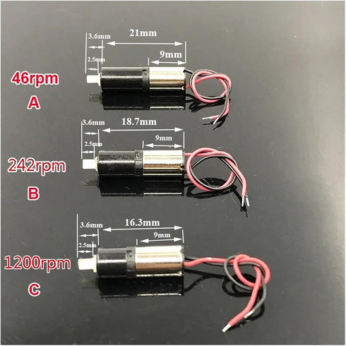 P98LJZQ 3V 3.7V 46RPM-6400RPM 6mm 242rpm) DC Tiny Mini Planetary Gearbox Corless Gear Motor Engine DIY Toy Robot