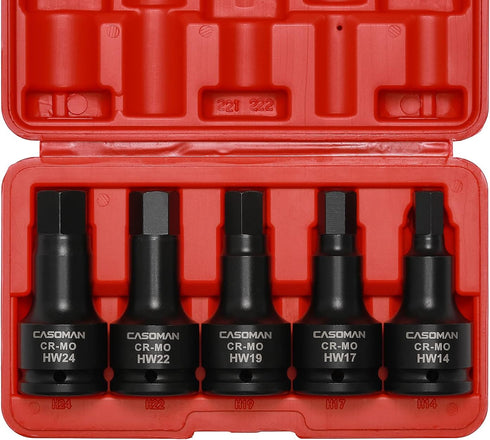 CASOMAN 3/4 Inch Drive Impact Hex Driver Set, 5-Pieces, Metric, 14mm, 17mm,