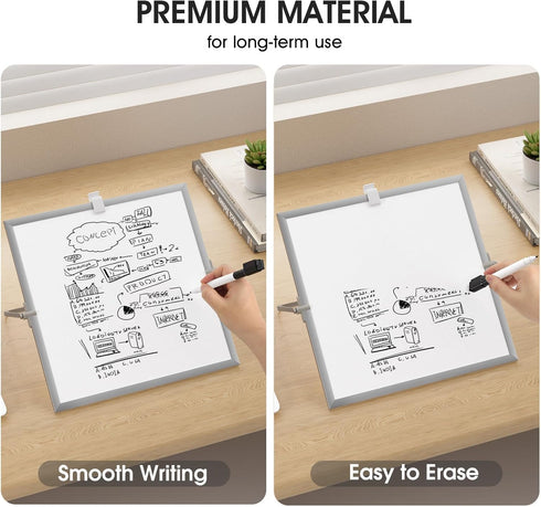 MaxGear Small White Board with Stand - 10" x 10" Double-Sided Magnetic Aluminium Frame Mini Dry Erase Board