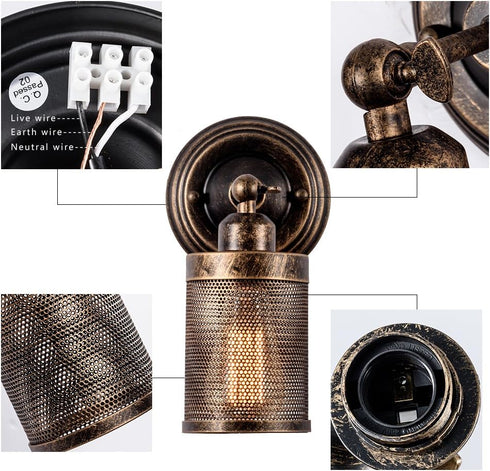 1-Light, Bulb) Wall Sconce Industrial Vintage MOONKIST Rustic Fixtures Edison Style Wall Light LED Retro Metal Single