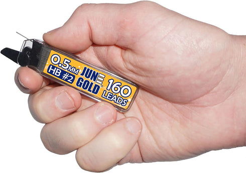 June Gold 640 Pieces, 0.5 mm HB #2 Lead Refills, 160 Pieces Per Dispenser, Break Resistant Lead/Graphite (Pack of 4)