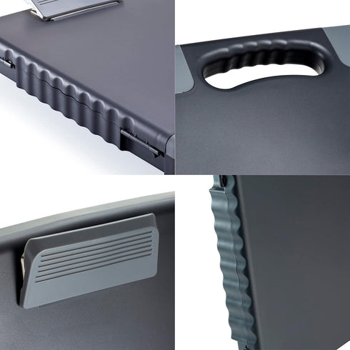 Officemate Portable Clipboard Storage Plastic Case for A4 Sizes, Charcoal (83301), 11-3/4"w x 1-1/2"d x 14-1/2"h