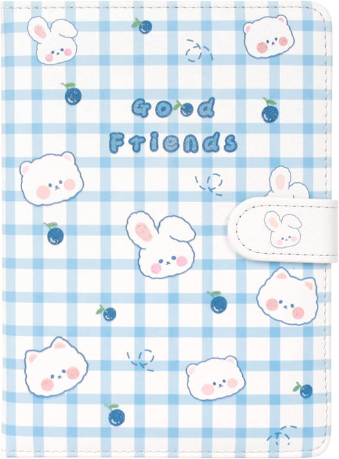 Cute Cartoon Kawaii Notebook, Japanese Leather Cover Sketchbook, Travel Diary Notepad, Blue