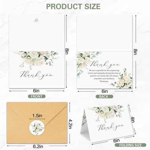 50 46 Funeral Thank You Cards with Envelopes in Floral Thank You Cards Bereavement Cards Bulk Sympathy Cards