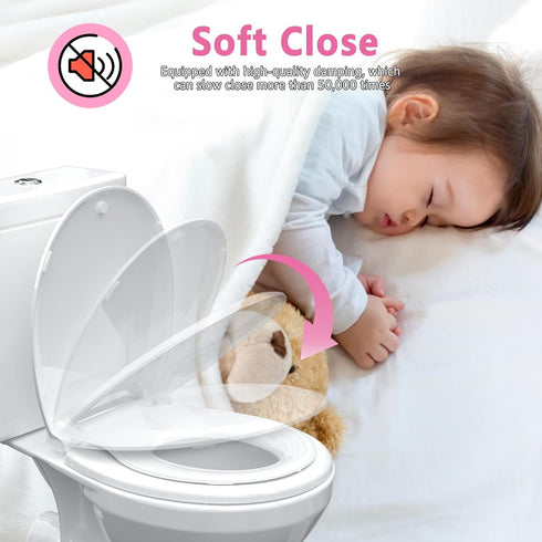 16.5inch, 2 1 Auensffer Toddler Toilet Seat with Potty Training Seat Round in Toilet Seat for Family Built-in Baby Seat