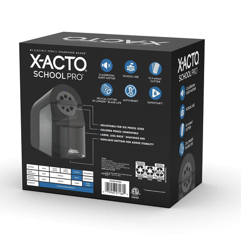 X-ACTO Pencil Sharpener, SchoolPro Electric Sharpener for Classroom and Teacher Supplies, Heavy Duty Black