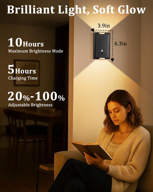 Set 2 3 6000mAh Motion Sensor Wireless Wall Sconce of - Battery Operated Wall Light with Timer&Remote Control, Color