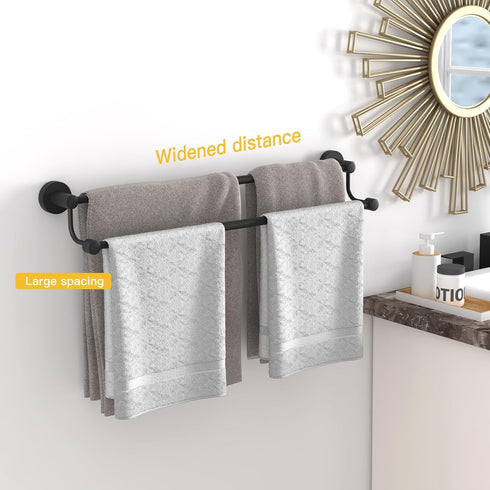 16-26 Inches SUS304 BESy Adjustable Double Bath Towel Bar for Bathroom Stainless Steel Towel Holder, Hotel Style Wall