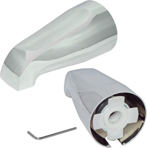 Tub Spout, Polished Chrome Finish, 5-1/4 Inch Length, Adjustable Slide Connector for 1/2 Inch Copper Pipe, No Diverter