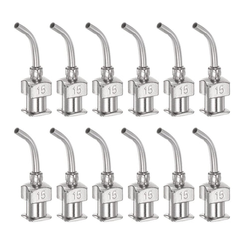12pcs 15 Gauge 1/2" Stainless Steel Blunt Tip Dispensing Needles with Luer Lock Connector for Ink, Glue, Woodworking