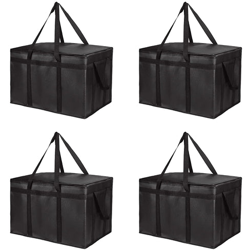 Bodaon 4-Pack Insulated Food Delivery Bag, XXX-Large Meal Grocery Tote Insulation Bag