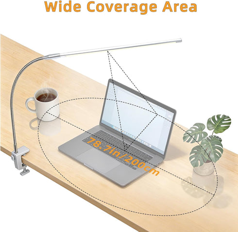 3 10 Space Aluminum LED Desk Lamp with Clamp, Clip on Light for Reading Study Desk Light Modes Brightness Flexible