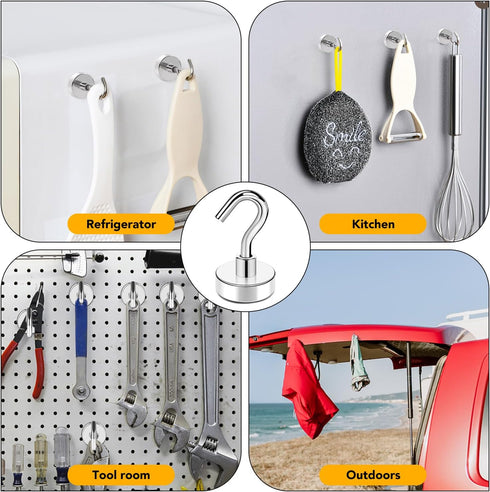 TRYMAG 60Pcs Heavy Duty Magnetic Hooks, 28Lbs+ Small Hooks for Cruise Cabins, Extra Strong for Hanging