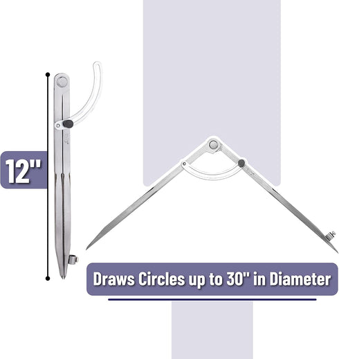 Mr. Pen Professional Large Compass, 12 Inch Woodworking Compass with Wing for Geometry and Drafting