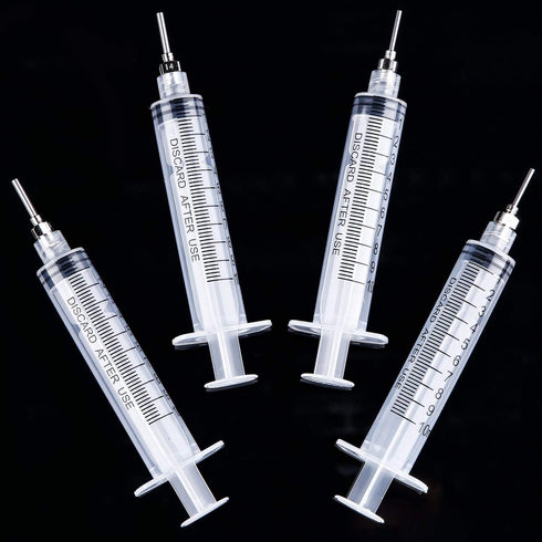 TecUnite 20 Pack Syringe Without Needle, Plastic Curved Syringes for Epoxy Resin and Craft