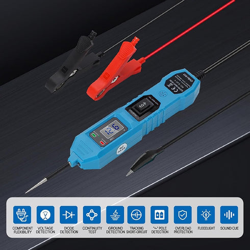 3.5-36V Automotive Circuit Tester DC with LCD Display Dual Color Polarity Indicator Illuminating Lights Fuse Tester