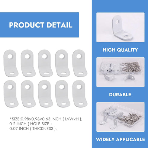RiseDirectly 30 90 (1 1 Inch) Pcs L Brackets for Shelves, Heavy Duty White Corner Brace for Wood, Stainless Steel