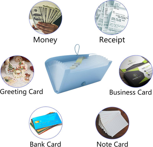 Small Accordion File Organizer - 13 Pocket Expanding Folder for Bills, Receipts, and Envelopes - Money Saving Binder