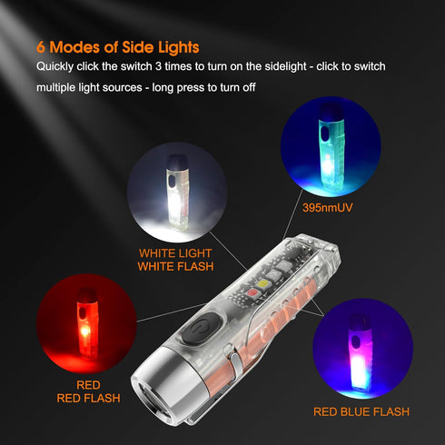 S12Plus Keychain Flashlight, 610 High Lumen Mini LED Flashlight, USB C Rechargeable Small EDC for Camping, Backpacking