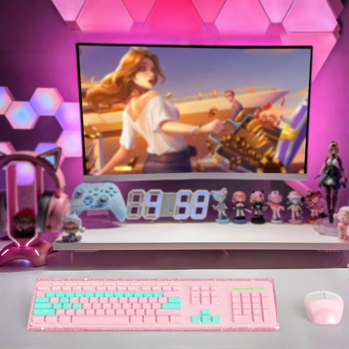 Beego Ergonomic Computer Keyboard Stand - Glitter Pink Acrylic Keyboard Riser Tilted Keyboard Holder Keyboard Tray