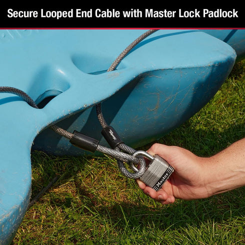 72DPF 15 1 Pack, Master Lock Steel Cable with Looped Ends, ft. Long, Black