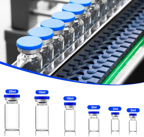 3ml Sealed Vials with Self Healing Injection Port and Plastic-Aluminum Flip Caps, Glass Empty Vials for Injection, 10