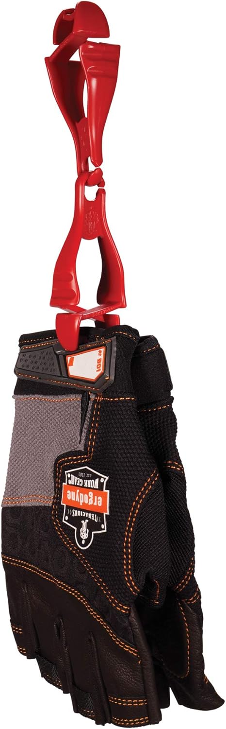 Ergodyne Squids 3400 Glove Clip Holder, Dual Clips, 6-Pack, Red