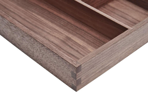 pandapark Black Walnut Wood Organizer Tray, Desk & Drawer Storage Box for Office Supplies