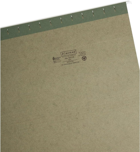 Smead Hanging File Folder, No Tabs, Legal Size, Standard Green, 25 per Box for Organizing Documents
