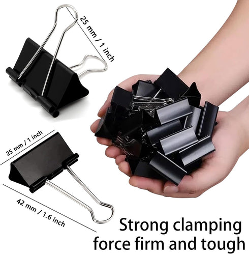 Small Binder Clips 1 Inch (36 Pack), Mini Paper Clips Clamps for Office and Home Supplies, Black by Aellabus