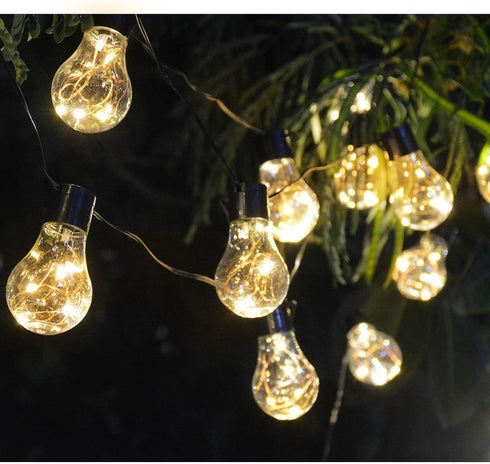 14ft Battery Operated 20 Hanging Bulb 100 LED String Lights, Vintage Outdoor Lights for Home, Patio, Christmas Party