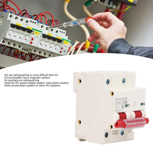 DC Miniature Circuit Breaker, 2 Pole 1000V 125Amp Isolator for Solar PV System, DIN Rail Installation