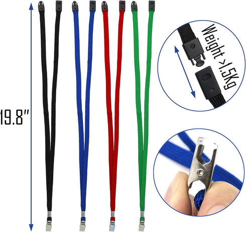 Black Lanyards 25 Pack - Comfortable Breakaway Neck Straps with Premium Bulldog Clip for Badges