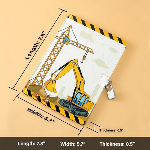 WERNNSAI Luminous Truck Journal, A5 Boys Notebook with Lock, School Travel Diary, Writing Notepad with Keys