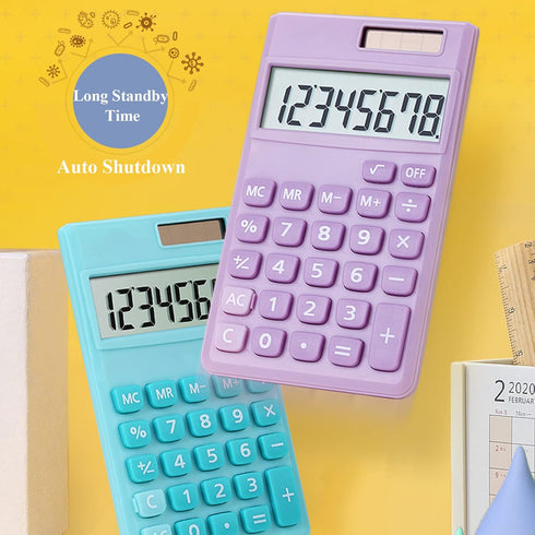 Basic Calculator, Cute Pocket Size Mini Desktop Calculators for School, Office, Home (Purple)