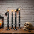 Set 4 Eldnacele Halloween Flameless Flickering Taper Candles with Remote and Timer, Battery Operated Spider Web Decal