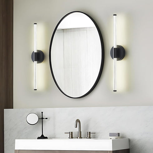 Dimmable 360 Lanhall LED Bathroom Light Fixture Modern Black Vanity Light Over Mirror Acrylic Wall Sconce Lights