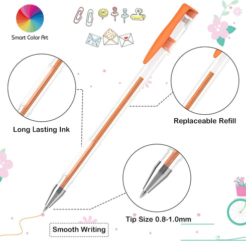 Smart Color Art 320 Pack Set, 160 160 Gel Pens Colors Gel Pen with Refills for Adult Coloring Books Drawing Painting